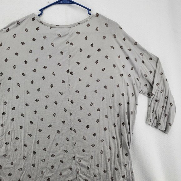 LOFT Outlet Top Women's 3/4 Sleeve Tunic Paisley Design Grey Extra Large - Picture 10 of 11